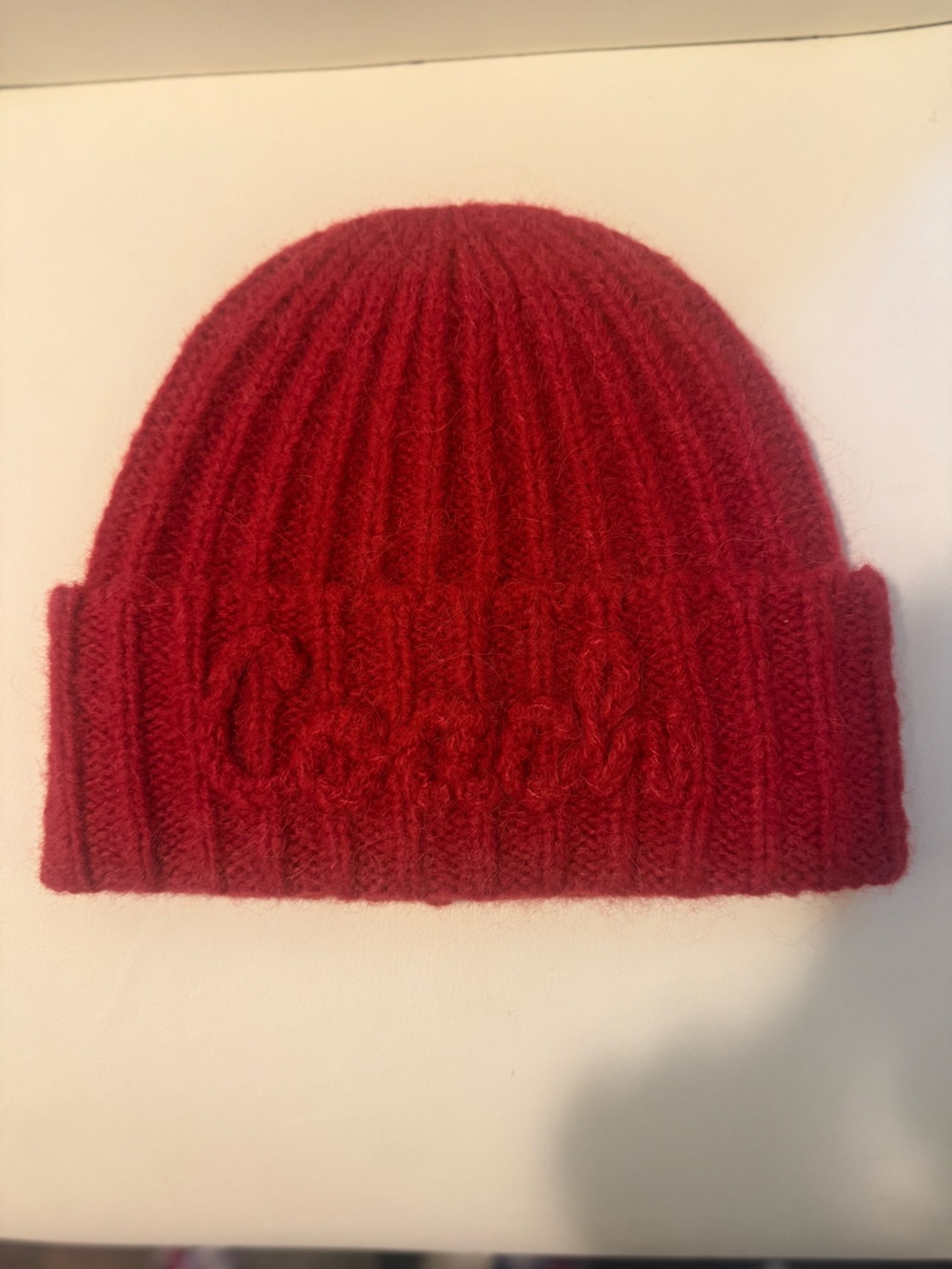 Coach Alpaca Wool Blend Matching Beanie & Scarf- Red - Picture 6 of 10